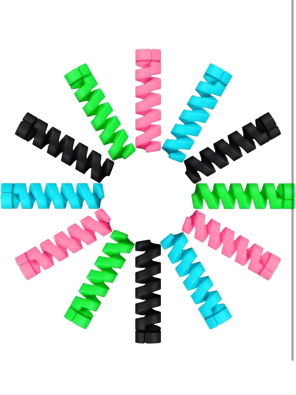 24 Pcs Charger Protector,Silicone Flexible Cable Saver (Black,Pink,Blue,Green)